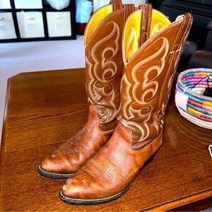 Nocona Men's Jackpot Brown Leather Western Cowboy Boots Size 9D Made In USA